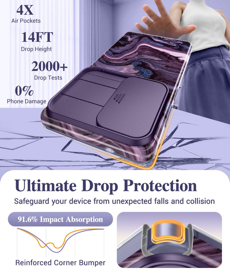 GVIEWIN for Samsung Galaxy S26 Ultra Case with Slide Camera Cover, [Screen Protector] [Shockproof Military Grade Drop Protection] Marble Slim Fit Hard PC Phone Cover S26 Ultra 6.9" 2026 (Quicksand) - Image 4