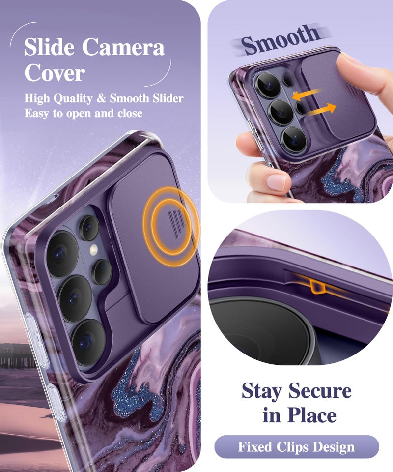 GVIEWIN for Samsung Galaxy S26 Ultra Case with Slide Camera Cover, [Screen Protector] [Shockproof Military Grade Drop Protection] Marble Slim Fit Hard PC Phone Cover S26 Ultra 6.9" 2026 (Quicksand) - Image 3