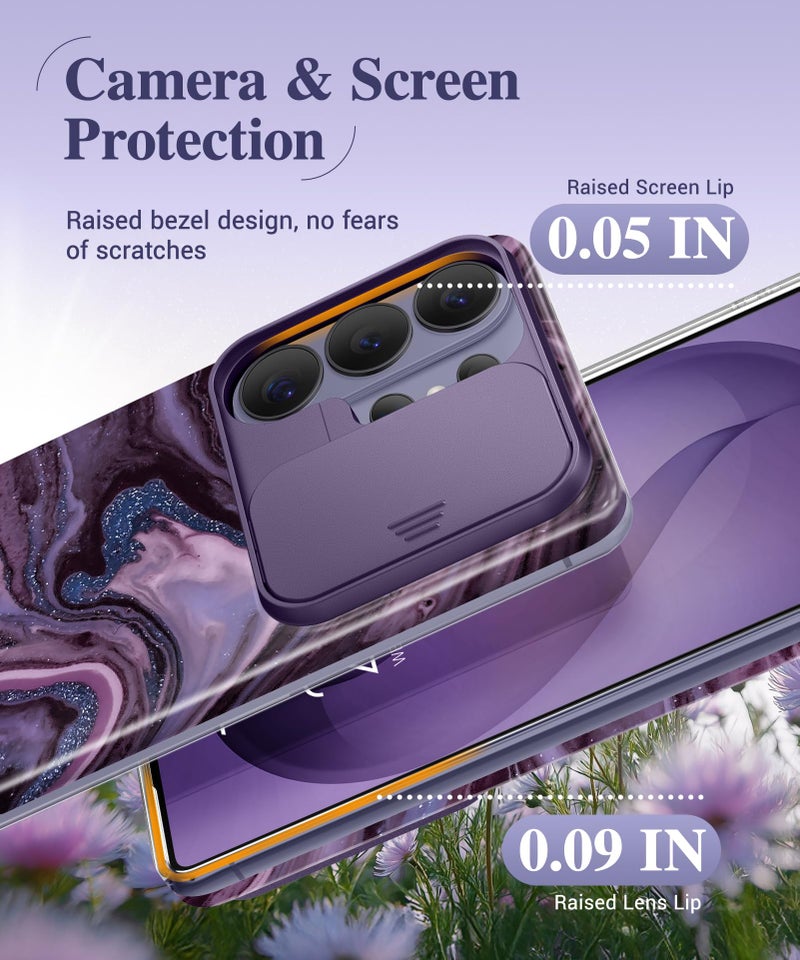 GVIEWIN for Samsung Galaxy S26 Ultra Case with Slide Camera Cover, [Screen Protector] [Shockproof Military Grade Drop Protection] Marble Slim Fit Hard PC Phone Cover S26 Ultra 6.9" 2026 (Quicksand) - Image 5