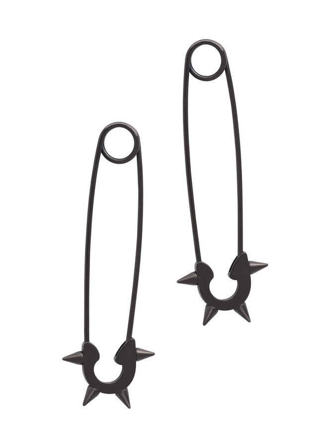 Sacina Black Spike Safety Pin Earrings, Punk Emo Grunge Earrings, Gothic Christmas Gift for Women - Image 1