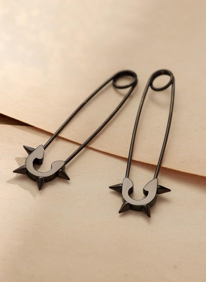 Sacina Black Spike Safety Pin Earrings, Punk Emo Grunge Earrings, Gothic Christmas Gift for Women - Image 5