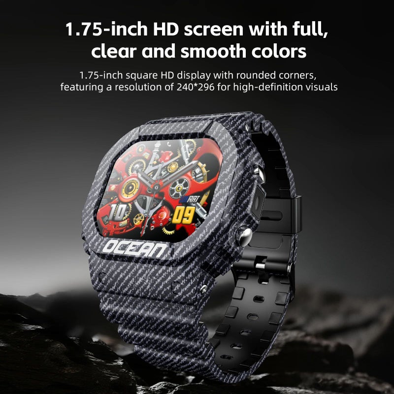 Lokmat Ocean Outdoor Marine Smartwatch, Fitness Tracker, BT Calls, Messaging, Touch Screen, Flashlight, Red - Image 3