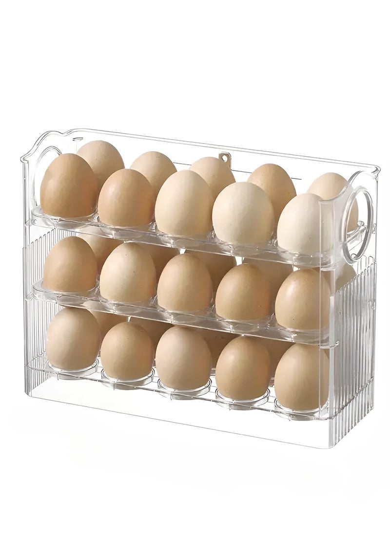 Egg Storage Box, 3-Tier Egg Tray for Refrigerator Side Door - Plastic Egg Basket  - Image 1