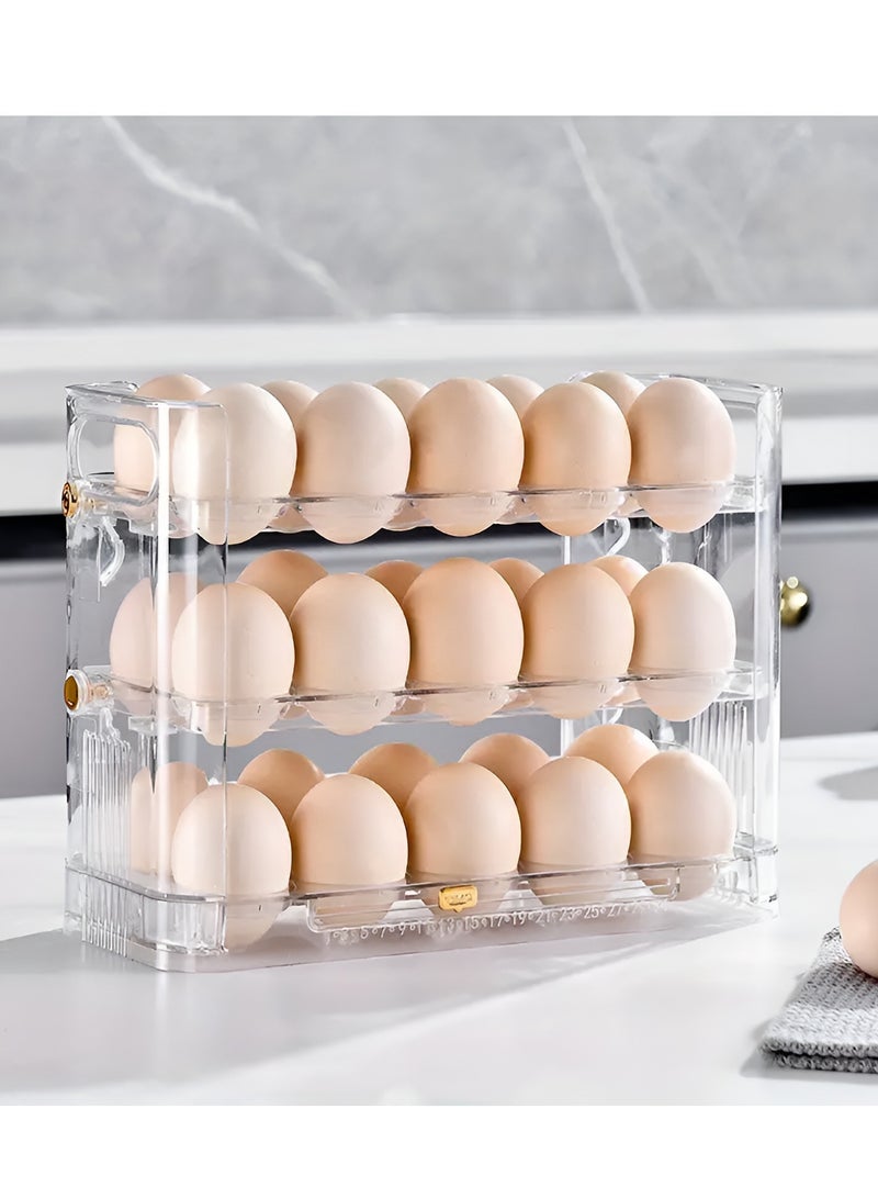 Egg Storage Box, 3-Tier Egg Tray for Refrigerator Side Door - Plastic Egg Basket  - Image 3