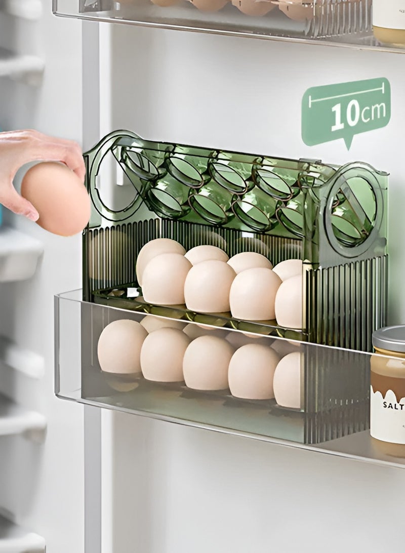 Egg Storage Box, 3-Tier Egg Tray for Refrigerator Side Door - Plastic Egg Basket  - Image 4