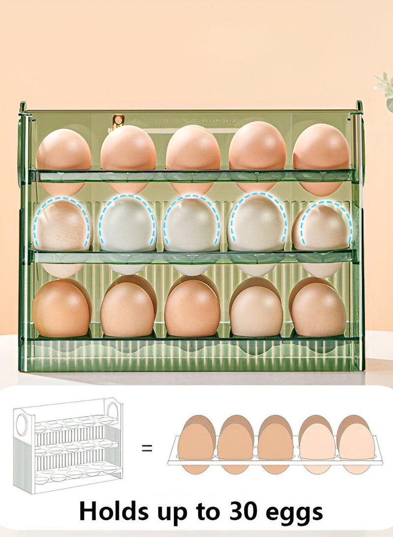 Egg Storage Box, 3-Tier Egg Tray for Refrigerator Side Door - Plastic Egg Basket  - Image 5