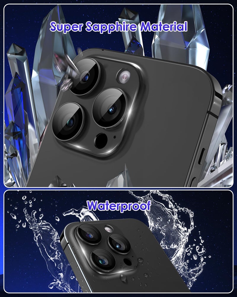 Kanosan Compatible for iPhone 15 Pro/iPhone 15 Pro Max Camera Lens Protector [Full Coverage Metal] 9H Tempered Glass Screen Camera Cover Titanium Black - Image 4