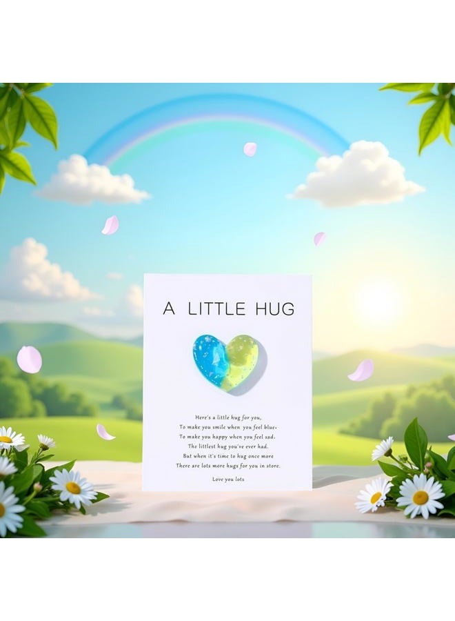 SquarezhenBo 1pc Heart Pocket Hug Token Gifts,Pocket Hug Cards Inspirational Gifts for Women Daughter Granddaughter Boy Son Grandson Christmas Birthday Gift,Greeting Cards Cards and Card Stock (Blue+Green) - Image 2