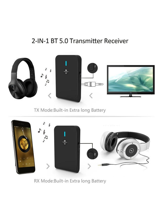 2 in 1 Bluetooth 5.0 Transmitter Receiver Wireless Audio Adapter V8993_P Black - Image 2