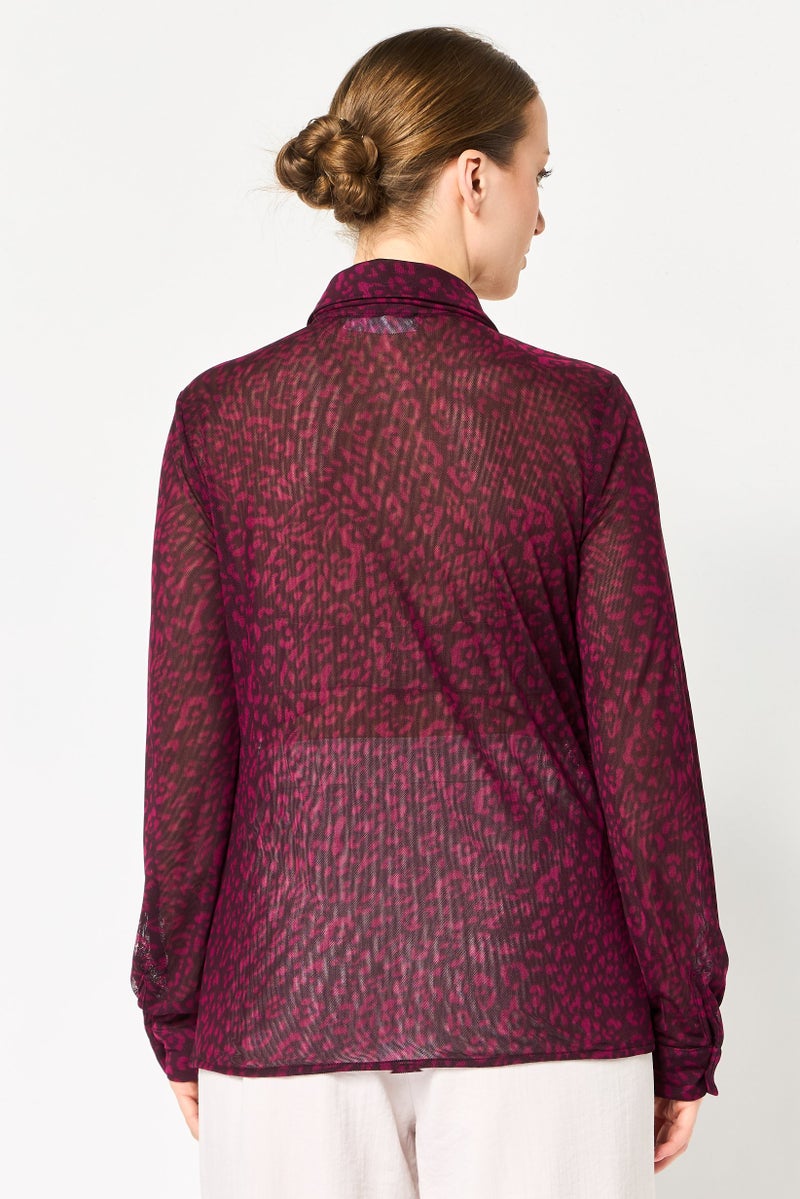 promod Women Spread Collar Long Sleeve Tie Dye Shirt, Multicolor - Image 2