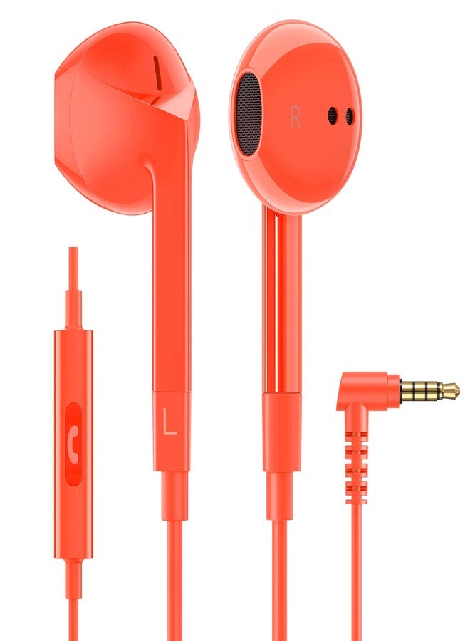 LUDOS FEROX Wired Earbuds in-Ear Headphones, 5 Years Warranty, Earphones with Microphone, Noise Isolation Corded for 3.5mm Jack Ear Buds for iPhone, Samsung, Laptop, Kids, School Students - Coral - Image 1