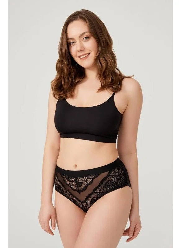 COTTONHILL Lace Transparent Back Plus Size Bikini Panties 3-Pack-3