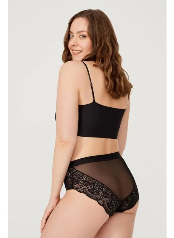 COTTONHILL Lace Transparent Back Plus Size Bikini Panties 3-Pack-3