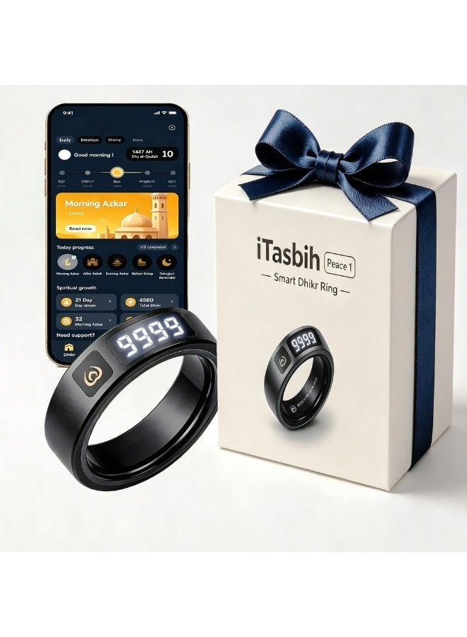 WESLAMIC iTasbih Smart Zikr Ring,Electronic Tasbeeh Counter with Prayer Reminder & Qibla Direction,OLED Display,IP67 Waterproof,Wireless Charging,Ideal Muslim Gift - Image 1