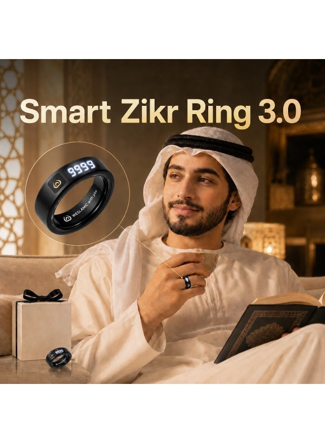WESLAMIC iTasbih Smart Zikr Ring,Electronic Tasbeeh Counter with Prayer Reminder & Qibla Direction,OLED Display,IP67 Waterproof,Wireless Charging,Ideal Muslim Gift - Image 3