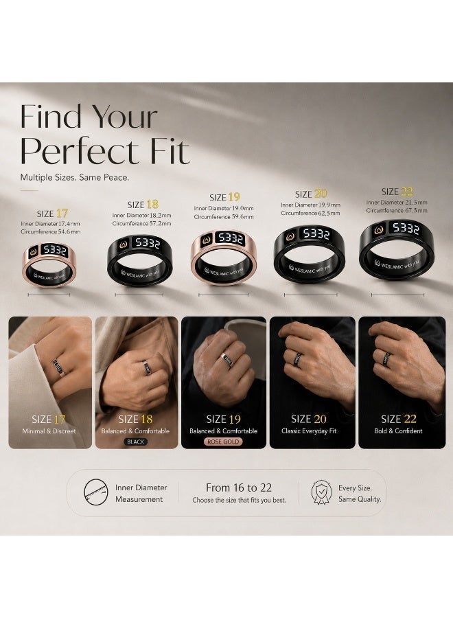 WESLAMIC iTasbih Smart Zikr Ring,Electronic Tasbeeh Counter with Prayer Reminder & Qibla Direction,OLED Display,IP67 Waterproof,Wireless Charging,Ideal Muslim Gift - Image 2