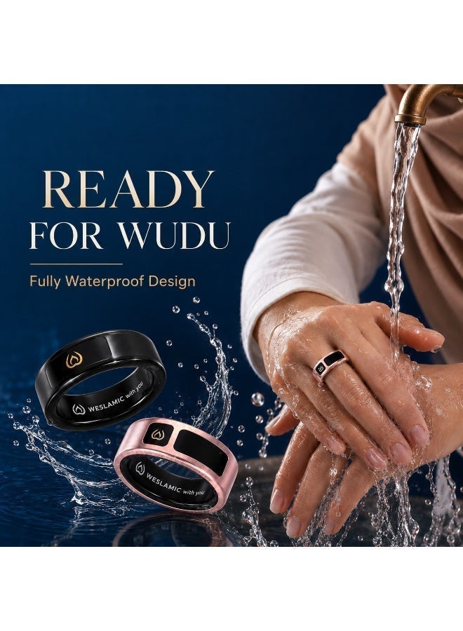 WESLAMIC iTasbih Smart Zikr Ring,Electronic Tasbeeh Counter with Prayer Reminder & Qibla Direction,OLED Display,IP67 Waterproof,Wireless Charging,Ideal Muslim Gift - Image 4