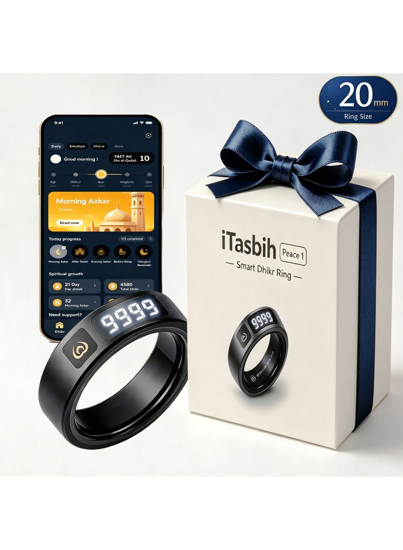WESLAMIC Smart Zikr Ring,Electronic Tasbeeh Counter with Prayer Reminder & Qibla Direction,OLED Display,IP68 Waterproof,Wireless Charging,Ideal Muslim Gift - Image 1