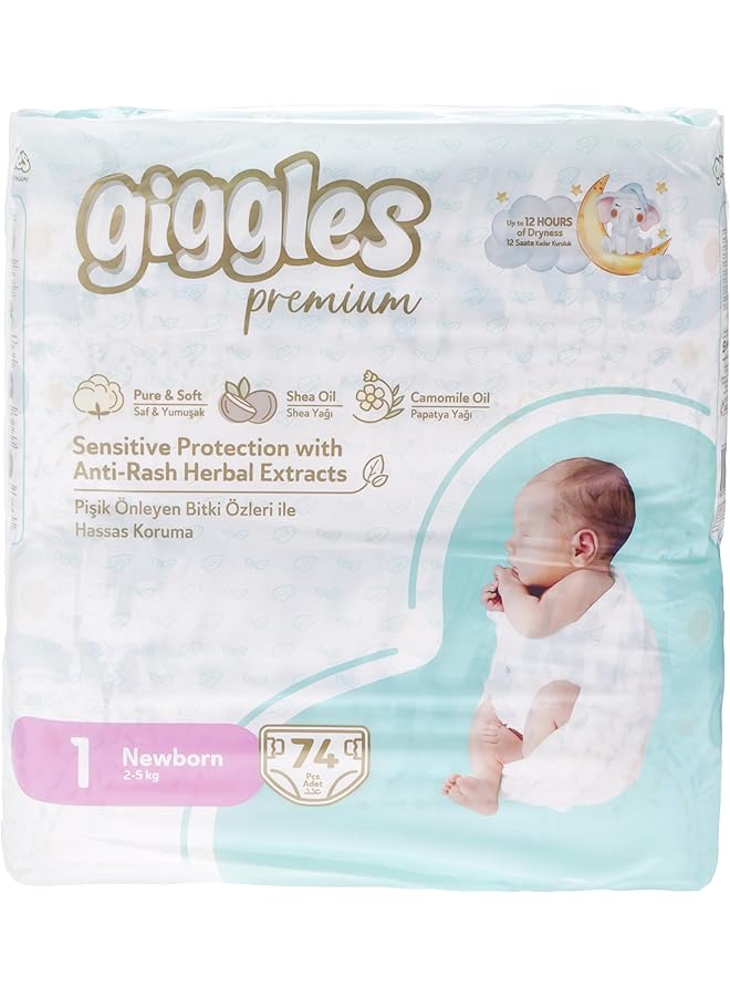 giggles Baby Diapers 74 Pieces Jumbo Pack Size 1 - Image 1