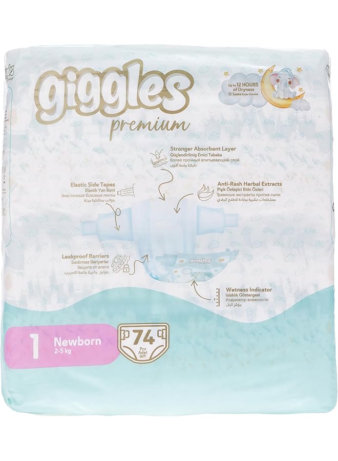 giggles Baby Diapers 74 Pieces Jumbo Pack Size 1 - Image 2