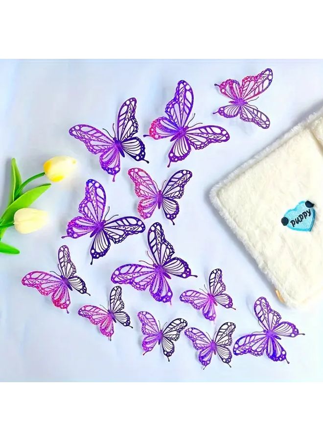 ملصقات حائط على شكل فراشة مجوفة فضية لتزيين حفلات الزفاف وأعياد الميلاد والكيك - Image 2