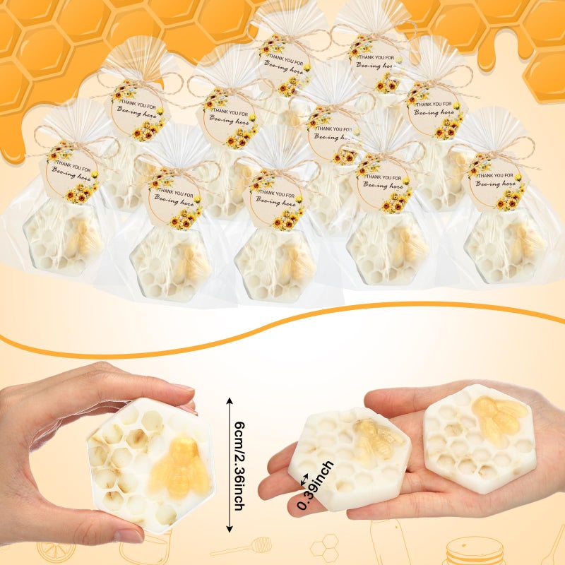 Leelosp 24 Set Honey Oatmeal Soap Bulk Honeycomb Bee Themed Baby Shower Favors Honeycomb Party Favors Gift with Thank You Card Gift Bag for Guest Gender Reveal Party Decor Game Prize - Image 2