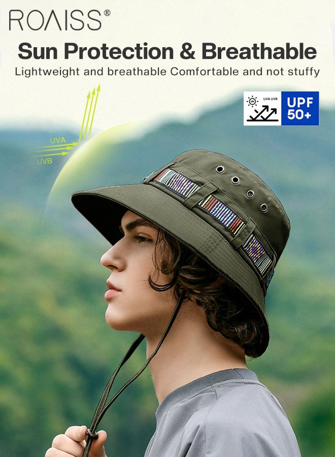 roaiss Outdoor Anti-UV Sun Hat, UPF50+ Sun Protection Sports Climbing Beach Sun Cap with Colorful Ribbons, Breathable Sun Protection Suitable for Men and Women - Image 4