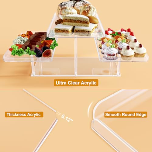 Bakzon 3 Tier Serving Tray for Entertaining, Acrylic Dessert Table Display Set for Party Supplies, Serving Platters and Trays for Food, Cupcake Buffet Dessert Risers Stands for Weddings Baby Shower - Image 5