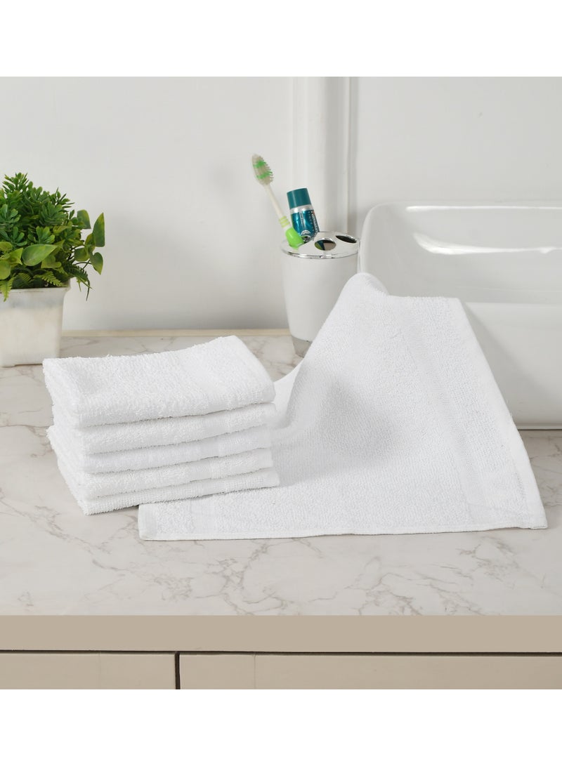 AURIO Premium 6-Piece 100% Cotton Face Towel Set – Super Soft, Highly Absorbent 30x30 cm Washcloths – Multi-Purpose Small Hand Towels for Bathroom, Spa, Gym, and Skincare – Crisp White with Classic Dobby Border - Image 1