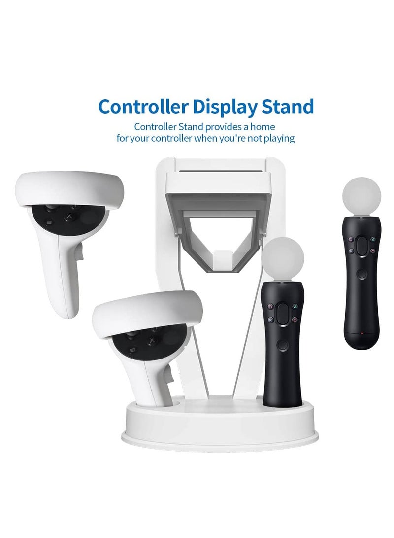 KASTWAVE VR Stand, Organizer, and Display Stand for Oculus Quest 2/Quest/Meta/Rift/Rift S/PS VR Headset and Touch Controllers (White) - Image 3