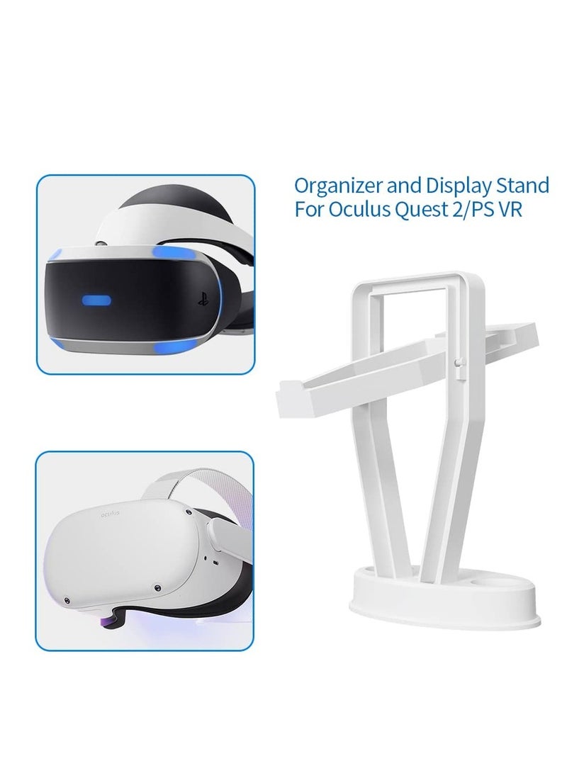 KASTWAVE VR Stand, Organizer, and Display Stand for Oculus Quest 2/Quest/Meta/Rift/Rift S/PS VR Headset and Touch Controllers (White) - Image 5