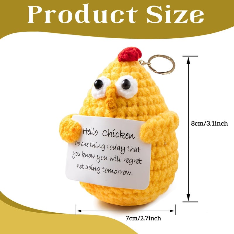Ompinda Positive Crochet Dolls Keychain, Funny Knitted Dolls Key Ring with Positive Cards Emotional Support Crochet Gift for Women or Lovers Birthday/Mother's Day - Image 1