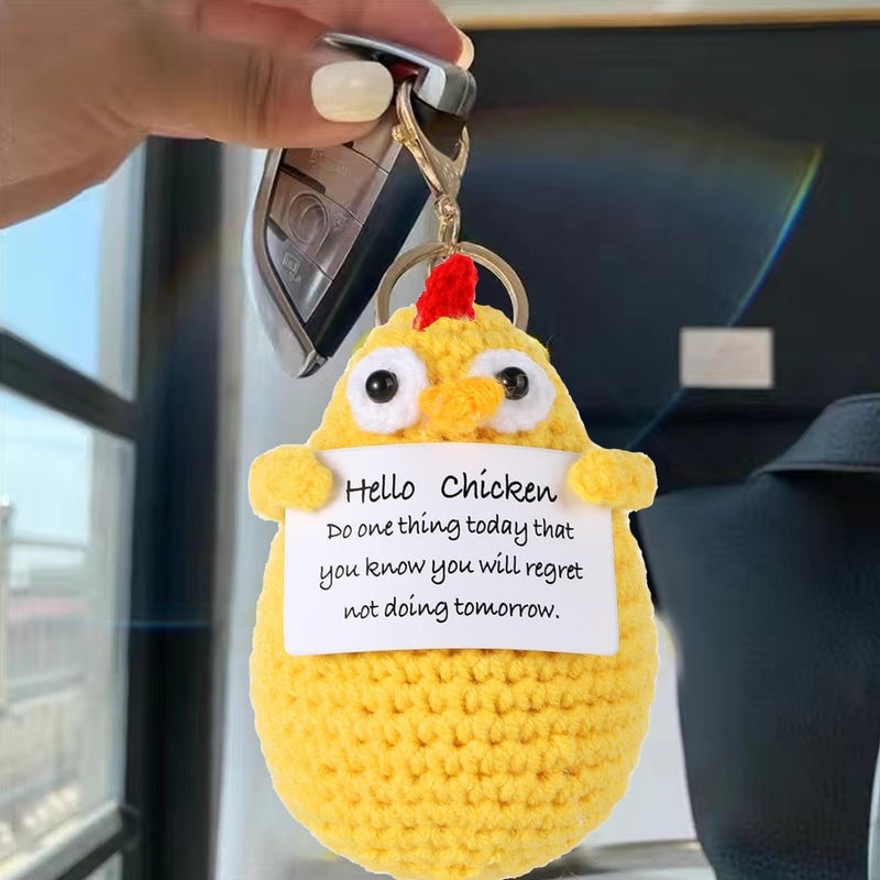 Ompinda Positive Crochet Dolls Keychain, Funny Knitted Dolls Key Ring with Positive Cards Emotional Support Crochet Gift for Women or Lovers Birthday/Mother's Day - Image 2