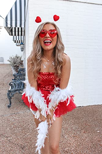 GIFIORE Heart Shaped Sunglasses for Women,Vintage Cat Eye Retro Oversized Clouts Glasses (Clear Red) - Image 2