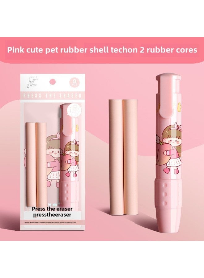 Kaba Bear Press Eraser Primary School Kindergarten Children Special Cute Girl Heart Cartoon Clean Retractable - Image 1