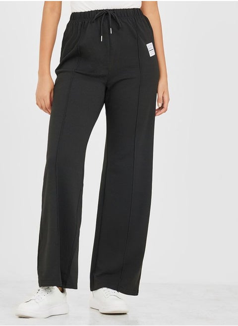 High Rise Seam Detail Wide Leg Jogger
