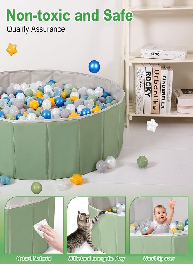TRENDPLAY حوض كرات تريند بلاي للأطفال الصغار والرضع والكلاب، خيمة لعب قابلة للطي، حظيرة لعب للزحف، حوض كرات، بيت لعب مع حقيبة تخزين، مناسب لأعياد ميلاد الأولاد والبنات، لون أخضر فاتح - Image 5