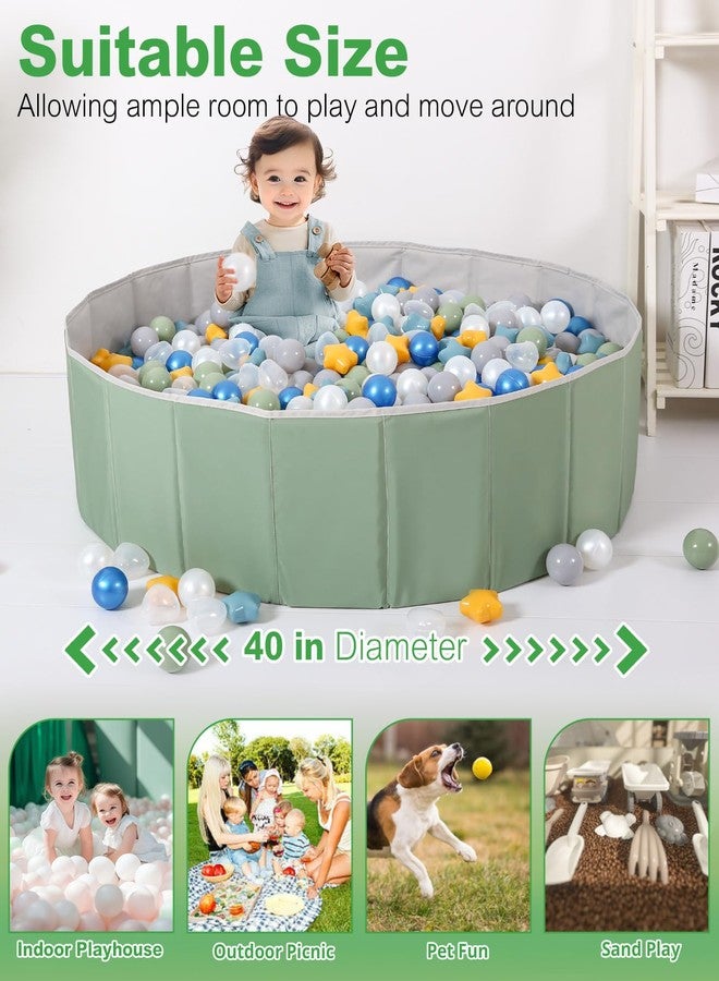 TRENDPLAY حوض كرات تريند بلاي للأطفال الصغار والرضع والكلاب، خيمة لعب قابلة للطي، حظيرة لعب للزحف، حوض كرات، بيت لعب مع حقيبة تخزين، مناسب لأعياد ميلاد الأولاد والبنات، لون أخضر فاتح - Image 2