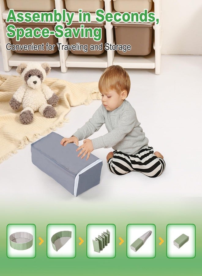 TRENDPLAY حوض كرات تريند بلاي للأطفال الصغار والرضع والكلاب، خيمة لعب قابلة للطي، حظيرة لعب للزحف، حوض كرات، بيت لعب مع حقيبة تخزين، مناسب لأعياد ميلاد الأولاد والبنات، لون أخضر فاتح - Image 4