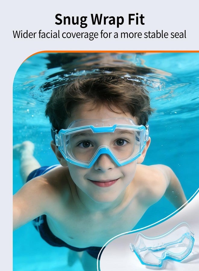 Pixel Panda 2 Pack Swim goggles for Kids 6-14, Wide View Kids Swim Goggles with Fabric Strap for Boys Girls, No leak Anti-Fog Anti-UV, Sky-blue & Yellow - Image 3
