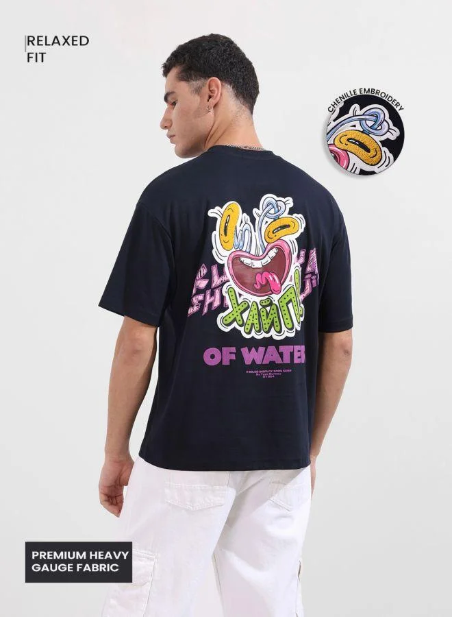 شركة المرآب الهندية تيشيرت رجالي بقصة مريحة ورقبة دائرية وطبعات ورسومات وأكمام قصيرة