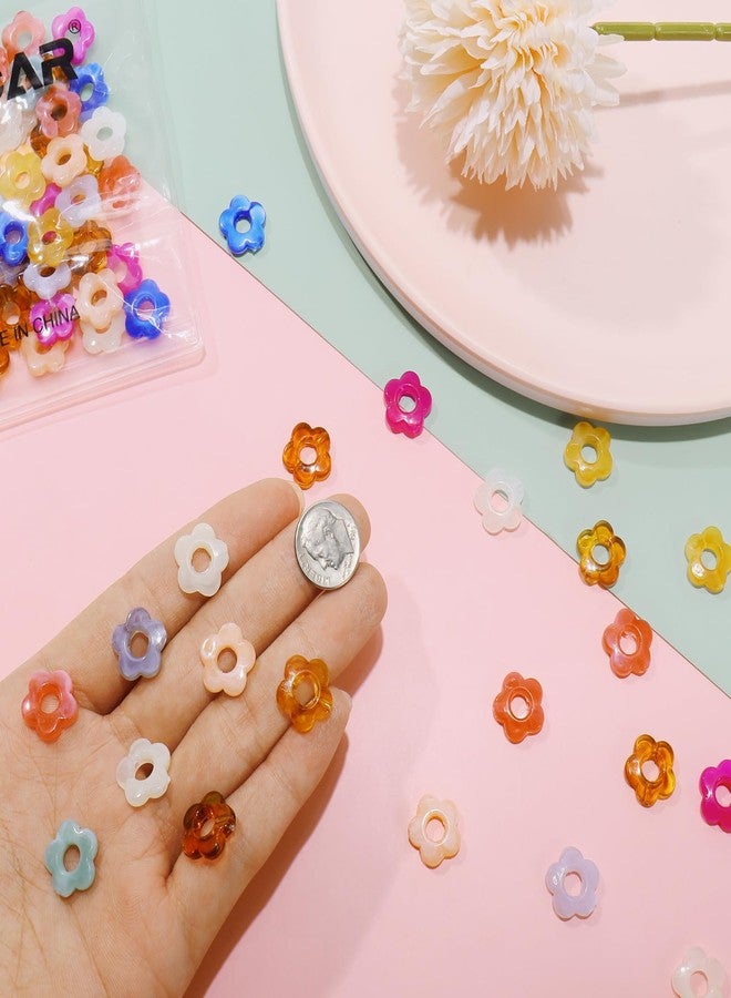 Bocar 8 Colors Mix 50pcs Acrylic Flower Beads Hollow Flower Loose Beads Spacers Beads Bulk for for DIY Craft Colorful Rainbow Necklace Earrings Bracelet Jewelry Making (PJ-HH-Mix 50) - Image 3