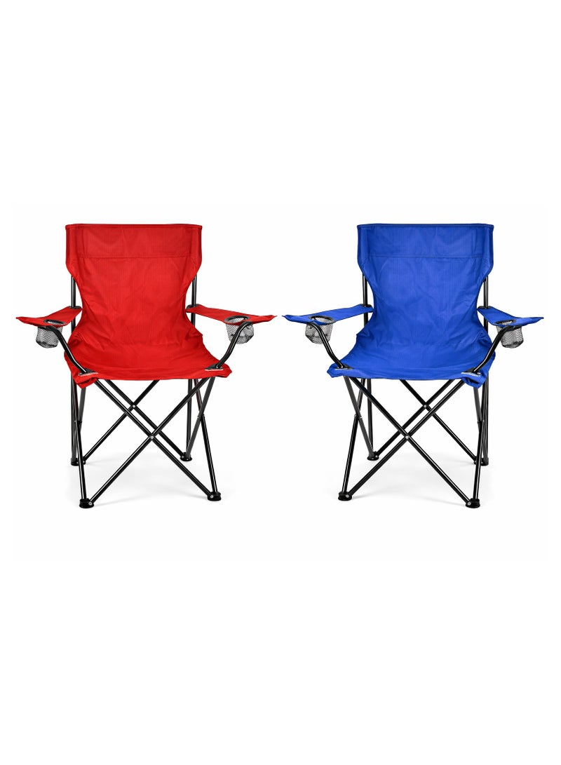 MOMENT [2 PACK] Portable Folding Beach Chair Multi-Purpose Camping Chair for Adult, Lightweight Patio Lawn Quad Chair for Outdoor Travel Picnic Hiking Supports110kgs Load With Carry Bag [Random Color] - Image 1