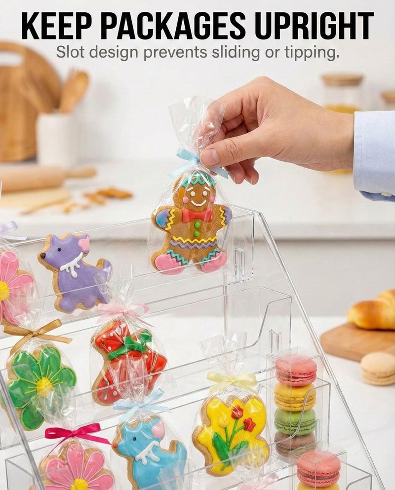 HOTCAN Cookie Display Stand for Bakers & Vendors - Acrylic Cookie Stand for Market Booths, Craft Fairs & Events - Tiered Cookie Display for Muffins & Pastries (5 Tier) - Image 4