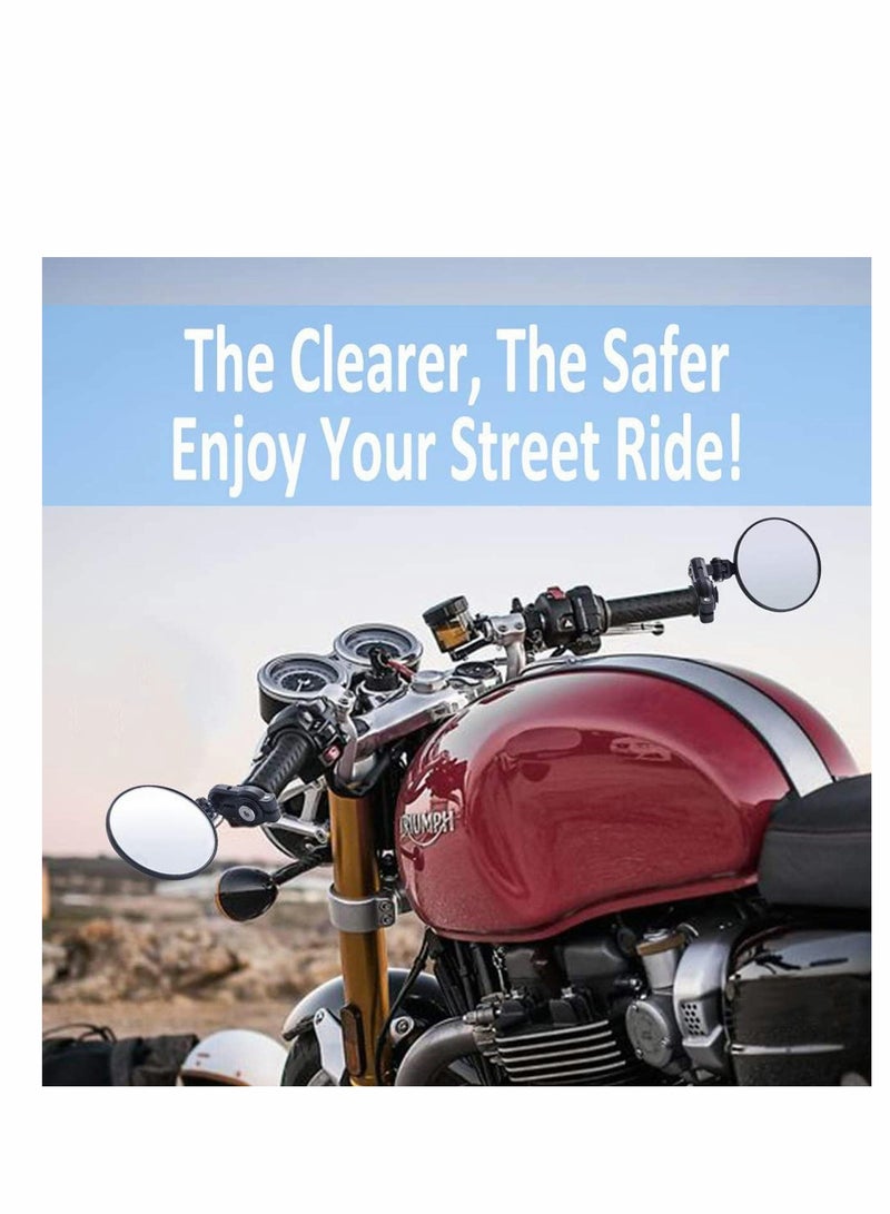 Excefore 7/8" 22mm Motorcycle Handlebar Bar End Mirror 3 Inch Round Rear View Side Mirror for Scooter Chopper Cruiser (Black) - Image 5