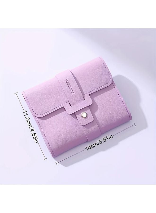 16pcs Purple Stainless Steel Nail Care Set With Nail Clippers File Scissors Ear Spoon Travel Friendly - Image 5