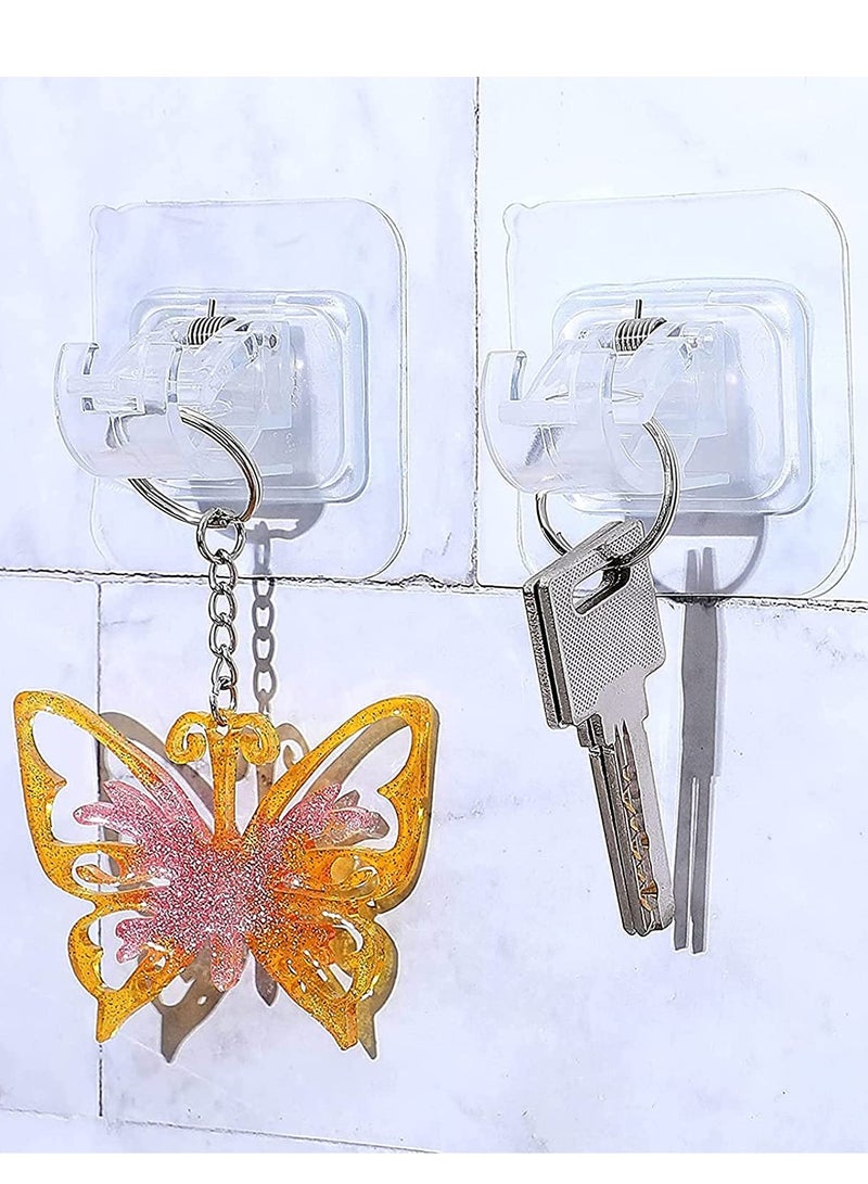 KASTWAVE Adjustable Rod Bracket, Self-Adhesive Curtain Hook No Drill Fixing Rod Holder Bracket Drapery Hook Curtain Pole Towel ABS Wall Bracket Hook for Home Bathroom Living Room Hotel Use (6 Pieces, Clear) - Image 4