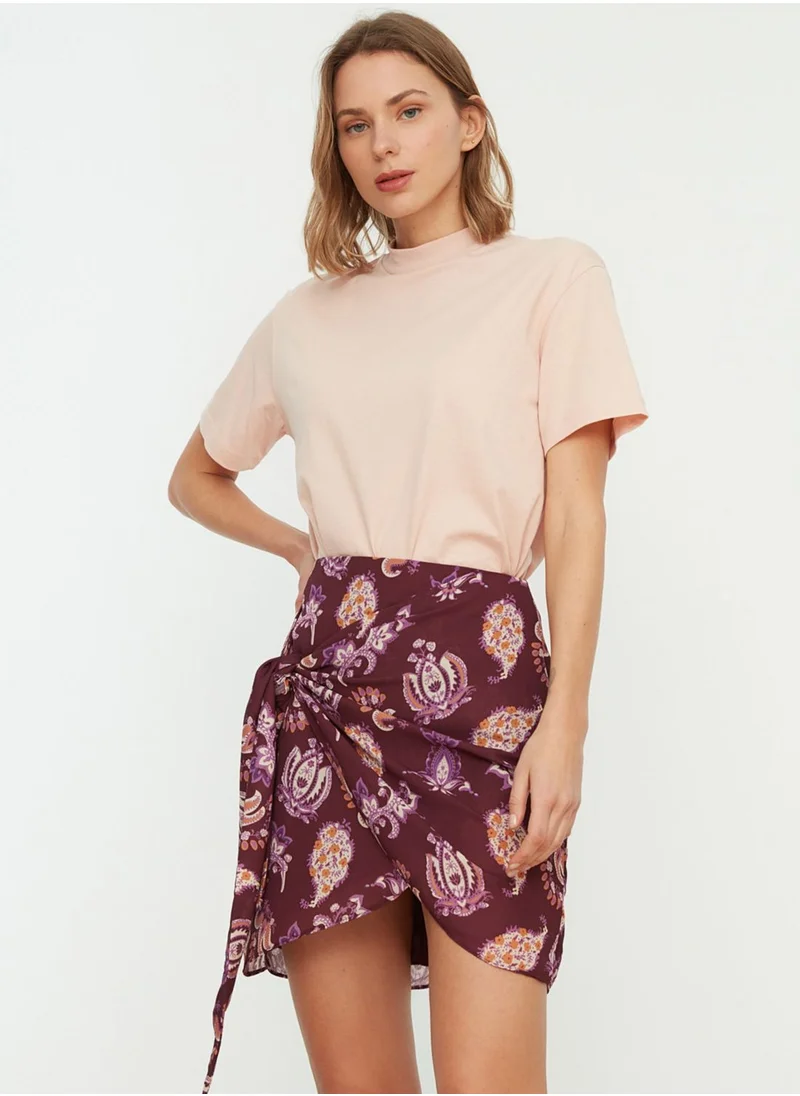 trendyol Printed Knot Detail Skirt