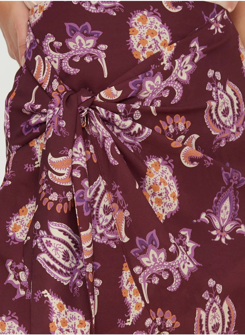 trendyol Printed Knot Detail Skirt