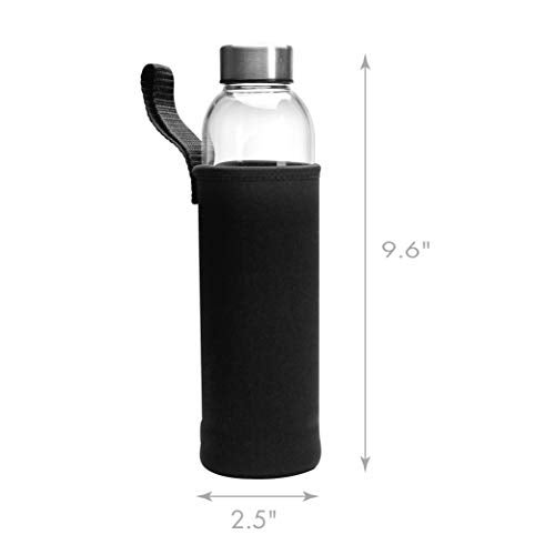 Primula Cold Brew Travel Bottle with Black Insulating Neoprene Sleeve - Borosilicate Glass and Stainless Steel Mesh Core - Dishwasher Safe - 19 Oz. - Clear - Image 2